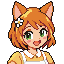 Rin, an orange-haired catfolk woman with a flower in her hair.